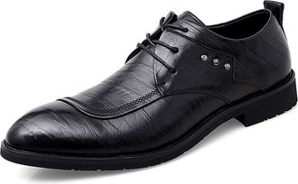 Generic Oxford Shoes for Men Lace Up Round Toe Derby Shoes Vegan Leather Non Slip Resistant Low Top Anti-Slip Party(6.5 UK) Black