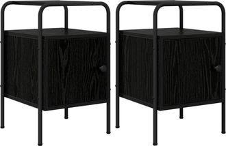 vidaXL Mesa De Noche 2 Uds. Roble Negro 35 X 36,5 X 56 Cm Vidaxl