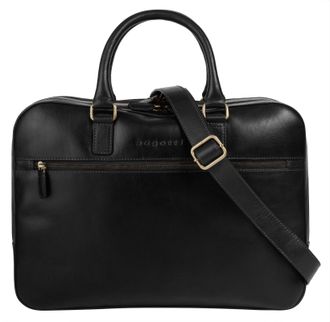 Bugatti Aktentasche BUGATTI REMO, Herren, Gr. B/H/T: 40cm x 29cm x 9cm onesize, schwarz, Leder, leicht gl&auml;nzend, unifarben, Taschen Aktentasche, echt Leder