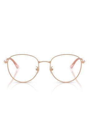 Jimmy Choo London 54mm Round Optical Glasses in Rose Gold /Demo Lens at Nordstrom
