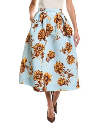 Oscar De La Renta Peony Print Circle Skirt