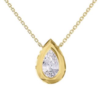 Diamond2Deal 18k Vermeil Plated Silver 3 ct Pear Cut Lab Grown Diamond Pendant Necklace 18