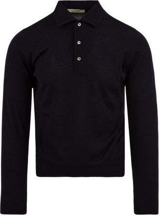 FILIPPO DE LAURENTIIS Navy Blue Paramontura Merino Polo