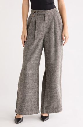 ASTR the Label Lanie Wide Leg Pants in Grey Plaid at Nordstrom, Size X-Small