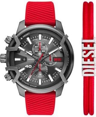 Diesel Griffed Chronograph Silicone Strap Watch, 48mm in Gunmetal at Nordstrom Rack
