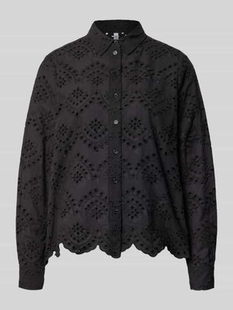 Pieces Regular Fit Langarmbluse aus reiner Baumwolle Modell VILDE in Black, Gr&ouml;&szlig;e XL