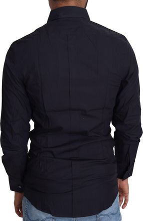 Dolce & Gabbana Navy Blue Cotton Formal Dress Mens Shirt
