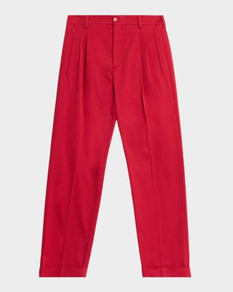 Valentino Garavani Mens Double-Pleated Cuffed Pants