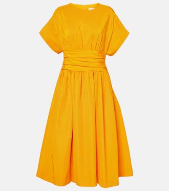 Carolina Herrera Gathered cotton-blend cocktail dress