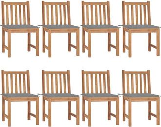 vidaXL Sillas De Jard&iacute;n 8 Unidades Madera De Teca Con Cojines Vidaxl