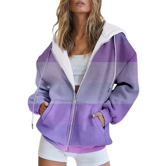 Generic Order Again From My Recent Orders Ladies Sweatshirts And Hoodies Fashion Autumn And Winter Gradient Printing Casual Pocket Long Sleeve Drawstring Hood