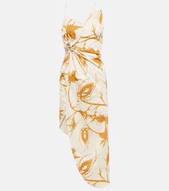 Jacques Wei Asymmetric printed midi dress