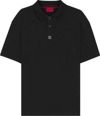 HUGO BOSS Hugo Heren Deabono Stacked Logo Poloshirt (Zwart)