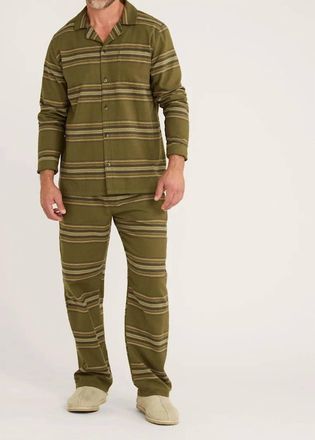 Pendleton Yakima Stripe Flannel Pajama Set In Ombre Stripe Olive