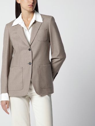Max Mara Giacca monopetto in foul&eacute; di cachemire kaki scuro