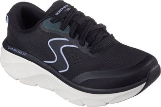 Skechers Womens DLux Walker 2.0 Active Pace Sneaker, Black Mesh/Synthetic/Lavender Trim, 5.5 UK