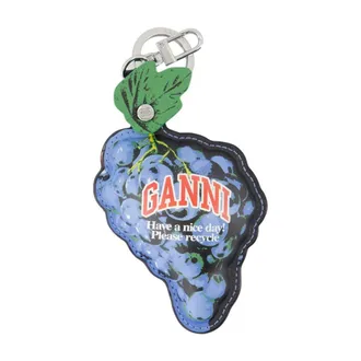 Ganni Womens Grape-Shaped Leather Wallet Blue Calfskin