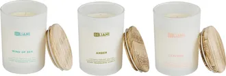 Beliani Conjunto De 3 Velas Arom&aacute;ticas 100% Cera De Soja Mecha De Algod&oacute;n Vidrio Blanco Fragancia Cuero/brisa Marina/&aacute;mbar Vidrio Cl&aacute;sico Simplicity