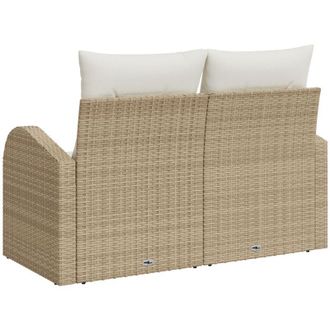 vidaXL Sof&aacute; De Jard&iacute;n Con Coj&iacute;n Beige 124 X 62 X 69cm Rat&aacute;n Sint&eacute;tico Vidaxl