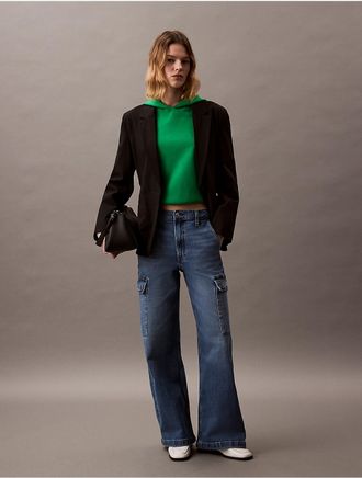 Calvin Klein Jeans Calvin Klein Womens Cargo Wide Leg Fit Jeans - Blue - 24