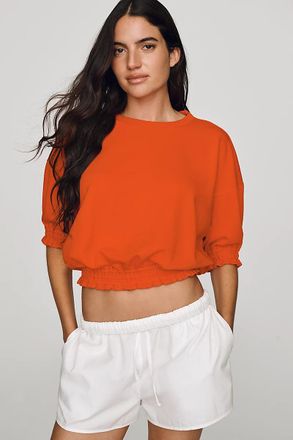 Maeve Short-Sleeve Bubble Sweatshirt