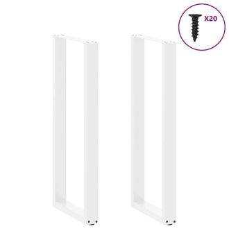 Berkfield Home Modern Coffee Table Legs U-Shaped 2 pcs White 40x(110-111) cm Steel