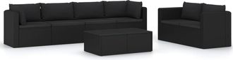 vidaXL Set Muebles De Jard&iacute;n 7 Piezas Y Cojines Rat&aacute;n Sint&eacute;tico Negro Vidaxl