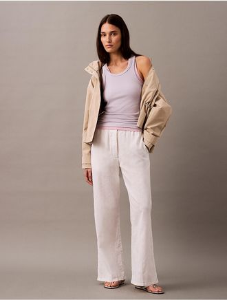 Calvin Klein Jeans Calvin Klein Womens Linen Cotton Pull-On Pants - White - XS
