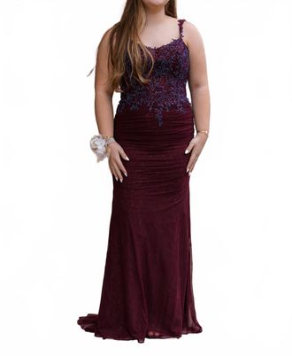 La Femme Womens Prom Dress In Dark Berry