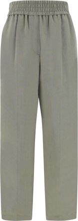 Brunello Cucinelli straight-leg trousers - women - Viscose/Linen/Flax - 44 - Green