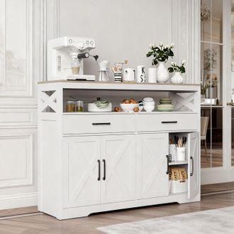 OEM Buffet - 140 X 40 X 105 Cm - 2 Puertas - 2 Cajones - Blanco Y Madera