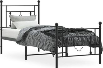 vidaXL Estructura cama sin colchón con estribo metal negro 75x190 cm Vidaxl