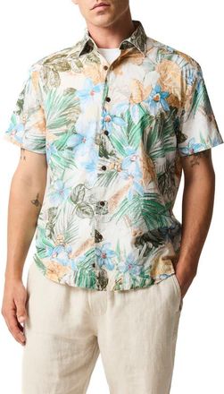 Rodd & Gunn Otokia Tropical Short Sleeve Button-Up Shirt in Botanical at Nordstrom, Size Xxx-Large