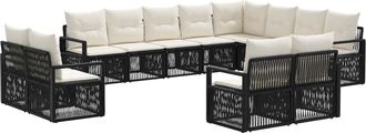 vidaXL Conjunto De Sof&aacute;s De Jard&iacute;n 12 Uds. Negro Rat&aacute;n Sint&eacute;tico Vidaxl