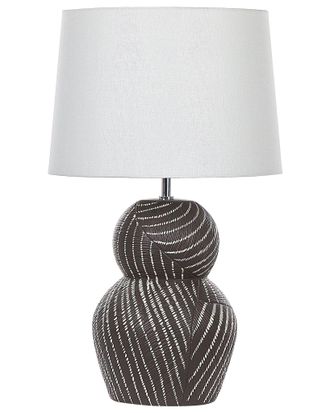 Beliani Lampada Da Tavolo In Ceramica Paralume In Tessuto Nero 63 Cm Comodino Classico Guapore