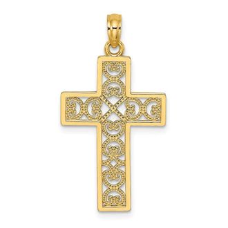 Diamond2Deal 14k Yellow Gold Polished Square Cross with Heart Design Charm Pendant