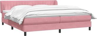 vidaXL Cama Box Spring Con Colchones Terciopelo Rosa 180x210 Cm Vidaxl