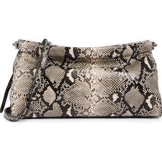 BCBGeneration Snake Embossed Faux Leather Shoulder Bag in Black White Snake at Nordstrom Rack