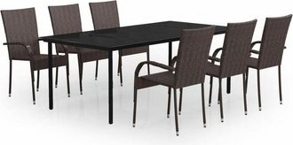 vidaXL Juego De Comedor Para Jard&iacute;n 7 Piezas Marr&oacute;n Y Negro Vidaxl
