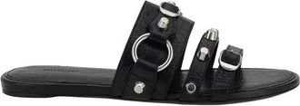 Balenciaga Black Calf Leather Bos Taurus Flat Womens Sandals