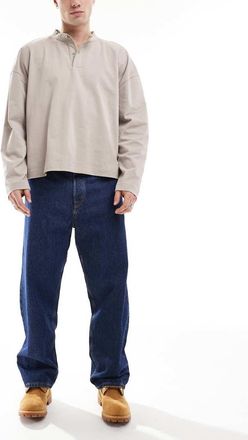 Jack & Jones Alex baggy rigid jeans in mid blue wash