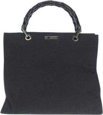 Gucci Pre-owned Bamboo Nylon Handbag - Dames - Vintage Handtas - Zwart - ONE Size - Nylon - Vintage
