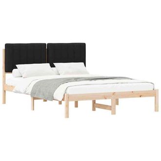 vidaXL Estructura De Cama Con Cabecera Tapizada Negro 140 X 190 Cm Vidaxl