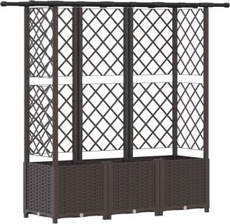 vidaXL Cama Elevada Con Trellis Y Techo Marr&oacute;n 163,5 X 40 X 136 Cm Pp Vidaxl