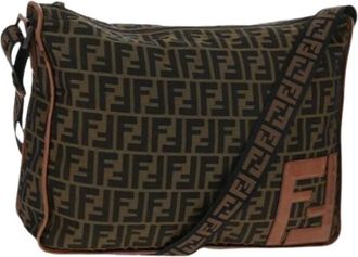 Fendi Pre-owned Cross Body Bags, female, Brown, Size: ONE SIZE Pre-owned Vintage Zucca Canvas Shoulder Bag
