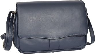 Generic Ladies Real Leather Flap Over Organiser Cross Body Bag Satchel Messenger Style HLG817 Blue