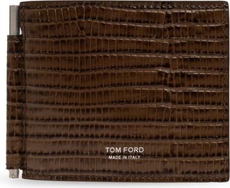 Tom Ford T Line Portemonnee met Geldclip - Heren - Portefeuilles - Bruin - ONE Size - Leer - Accessoires