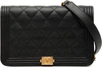 Chanel Pre-owned Boy Wallet On Chain - Dames - Vintage Schoudertas - Zwart - ONE Size - Leer - Vintage