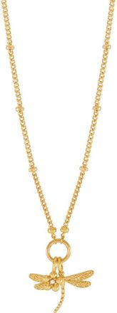 Estella Bartlett Flower & Dragonfly Charm Necklace in Gold at Nordstrom