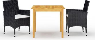 vidaXL Juego De Comedor De Jard&iacute;n De 3 Piezas Negro Vidaxl
